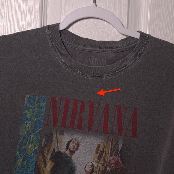 Nirvana Nevermind Band Photo USED Shirt (DISTRESSED, M, Gray, Grunge) - Picture 8 of 8